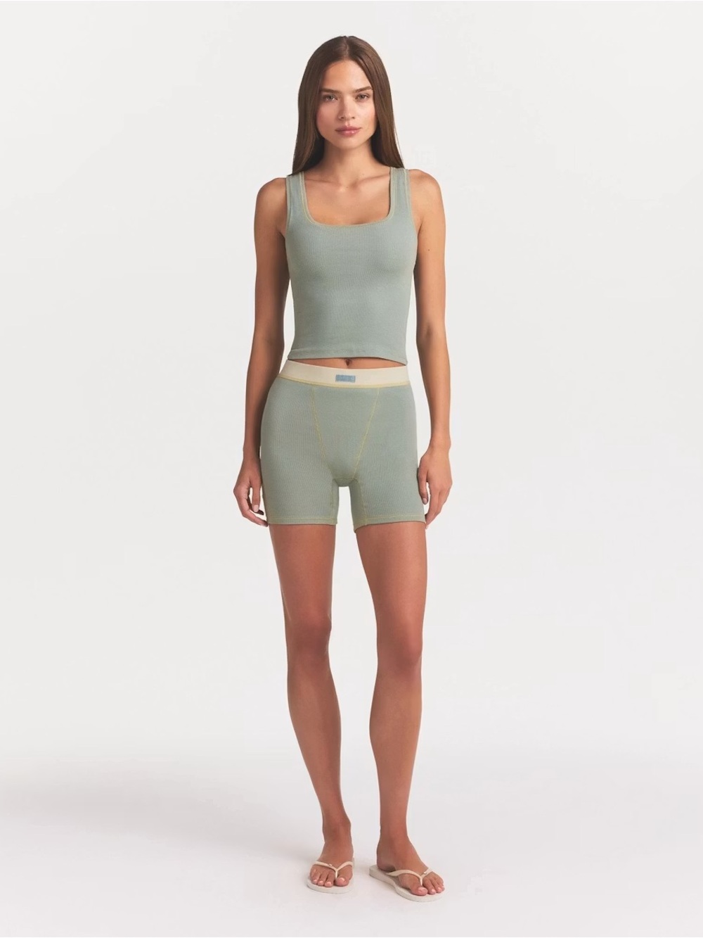 SKIMS Cotton Rib Tank In Mineral - Picture 2 of 6